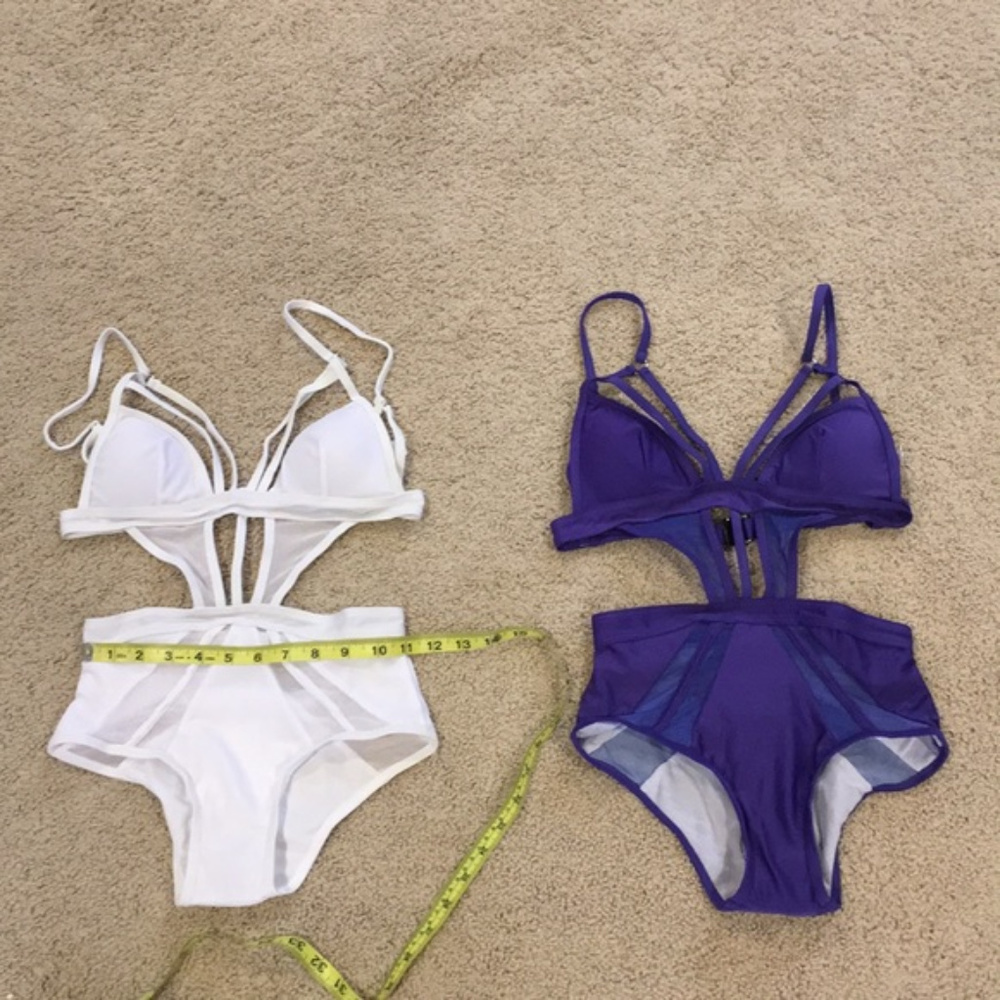 Last L Purple Cut out white bikini - Picture 3 of 7